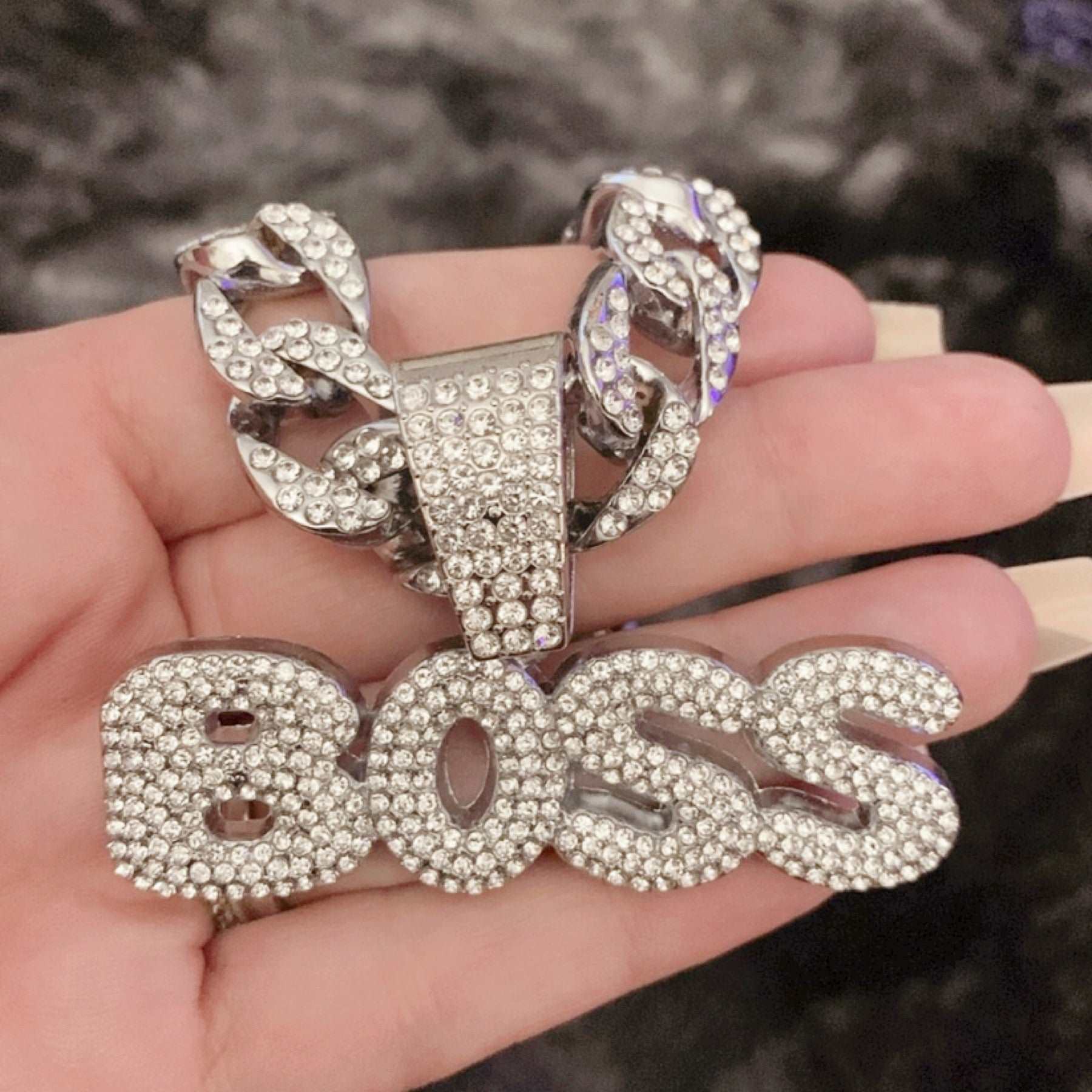 Iced Out Bling BOSS Cuban Chain Hip Hop Style Necklace