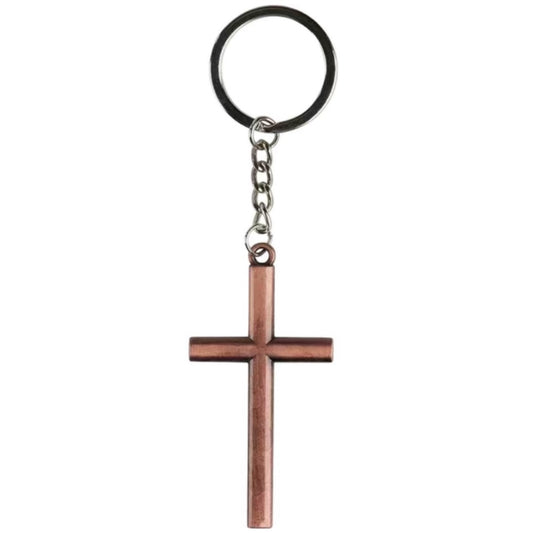 Rose Gold Metal Cross Keychain