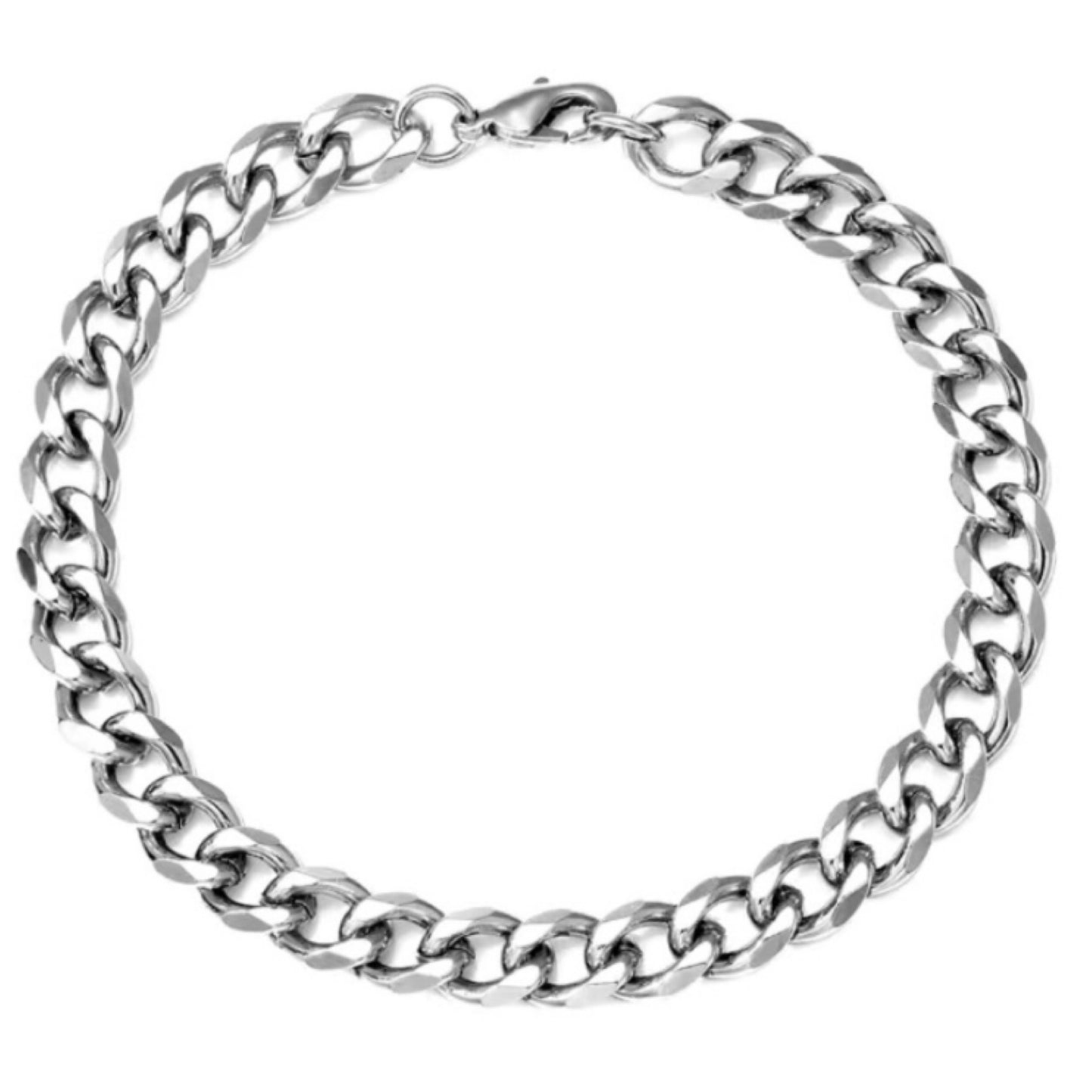 Stainless Steel Cuban Link Chain Bracelet – 7mm Silver Curb Link 8.5” Men’s Jewelry