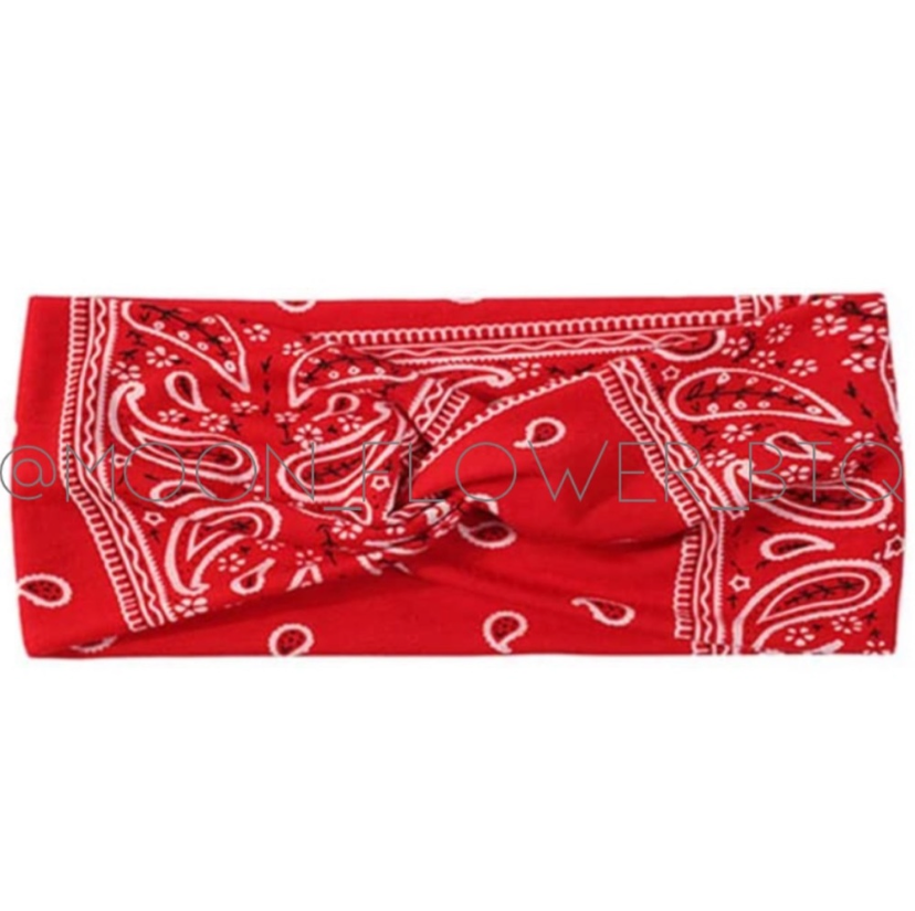 Red Paisley Bandana Print Headband