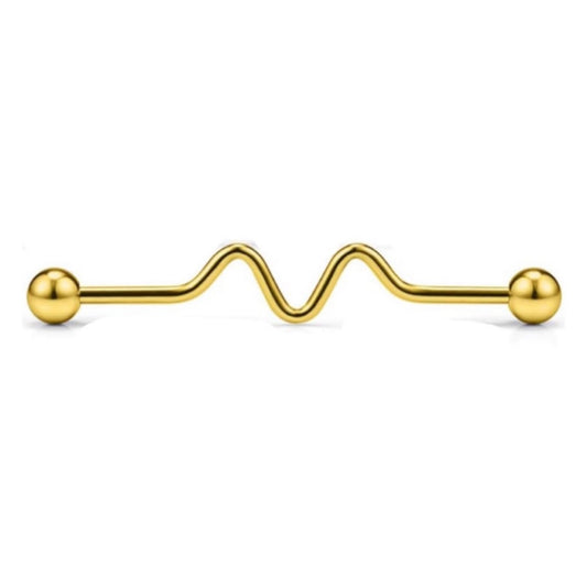Gold Lifeline Industrial Barbell Earring