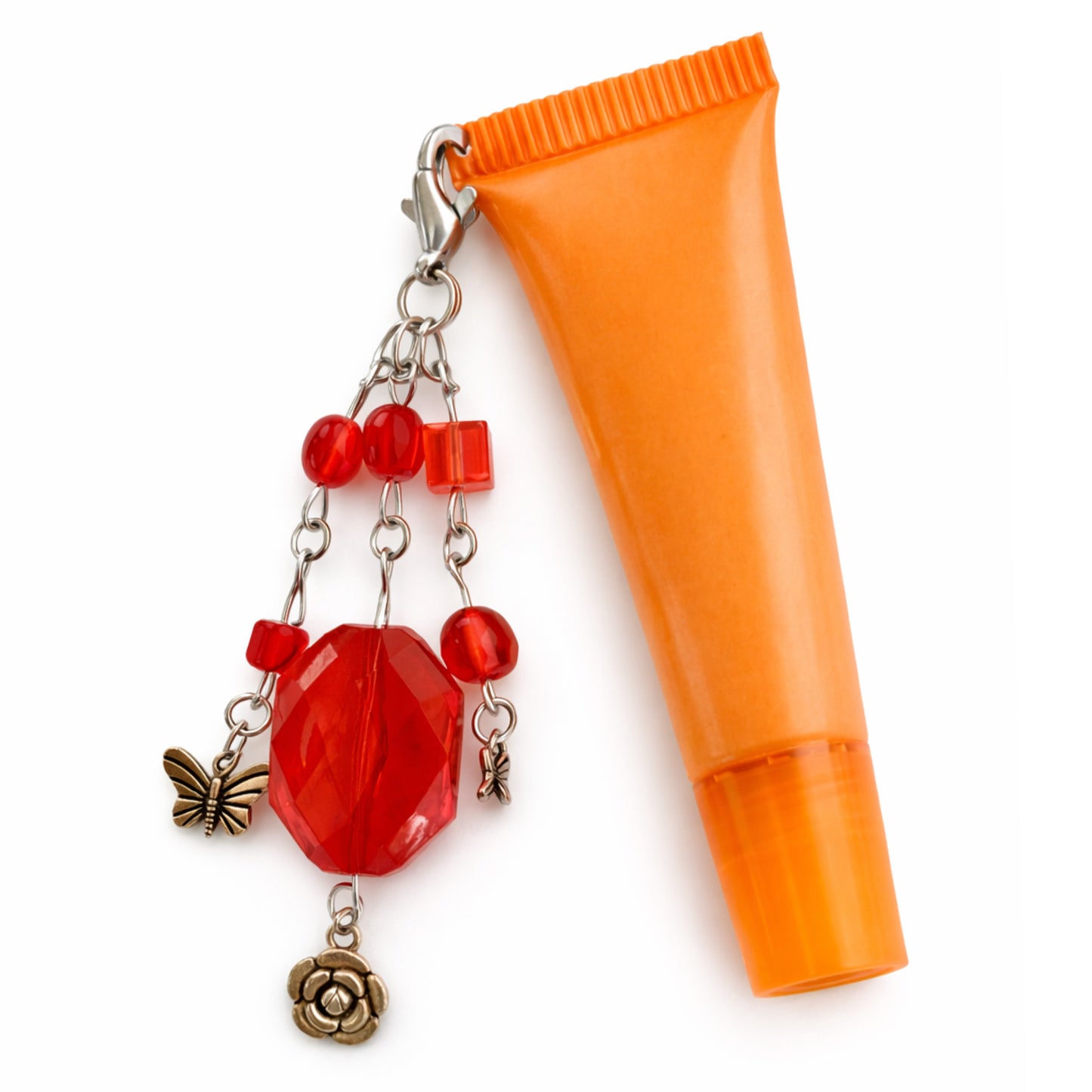 Red Crystal Beaded Charm - Keychain Bag Charm Zipper Pull