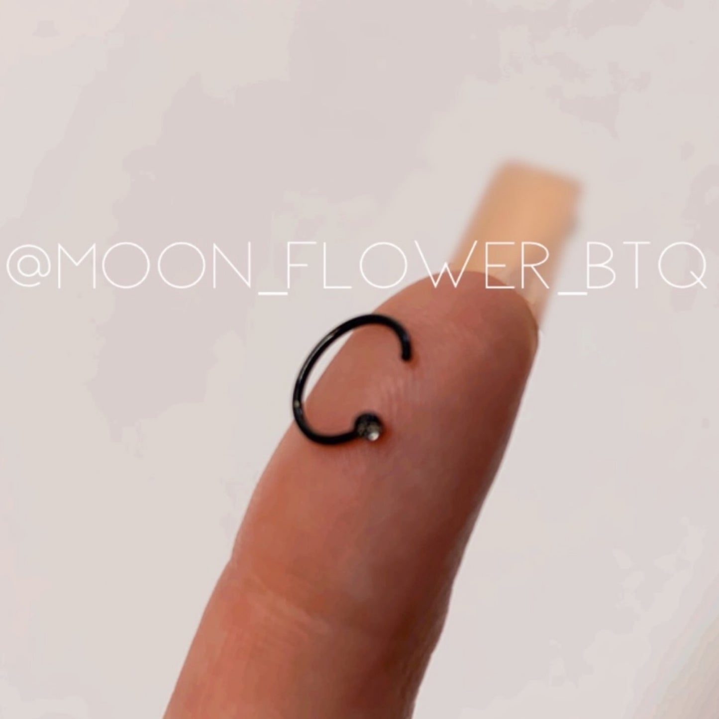 Black CZ Fixed Half Hoop Nose Ring