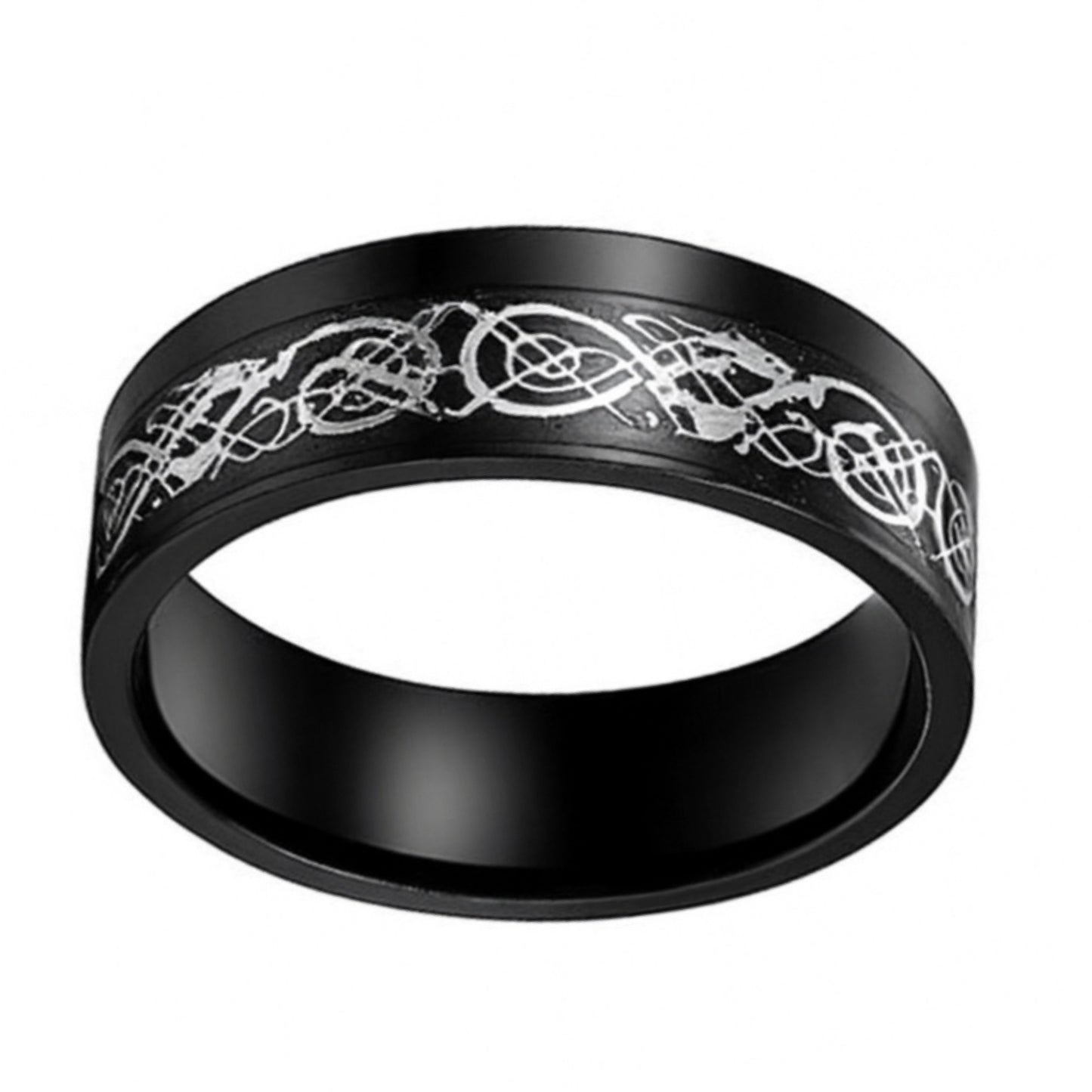 Black Celtic Knot Ring | 8mm Stainless Steel Band | Gothic Viking Norse Jewelry