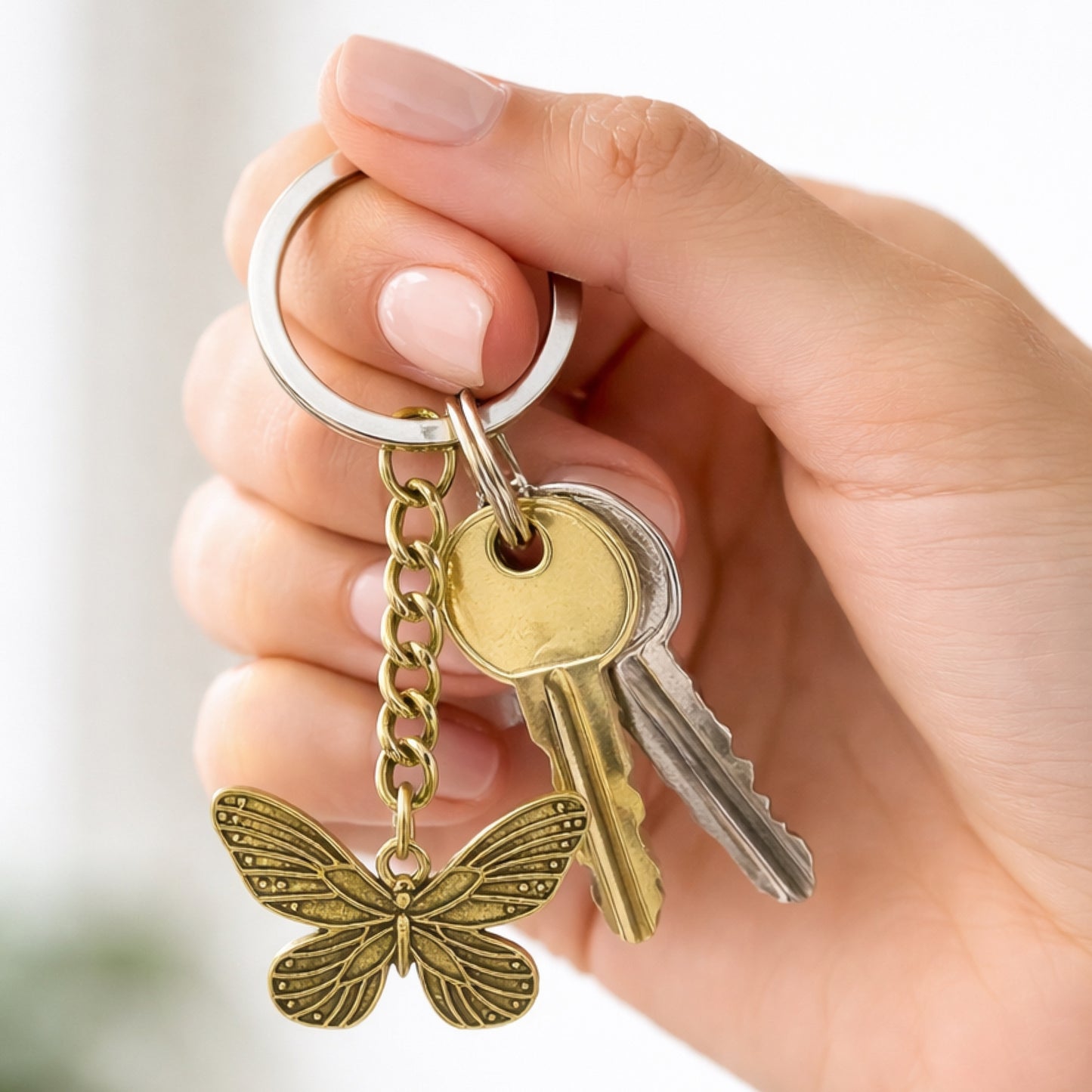 Vintage Style Butterfly Keychain - Gold