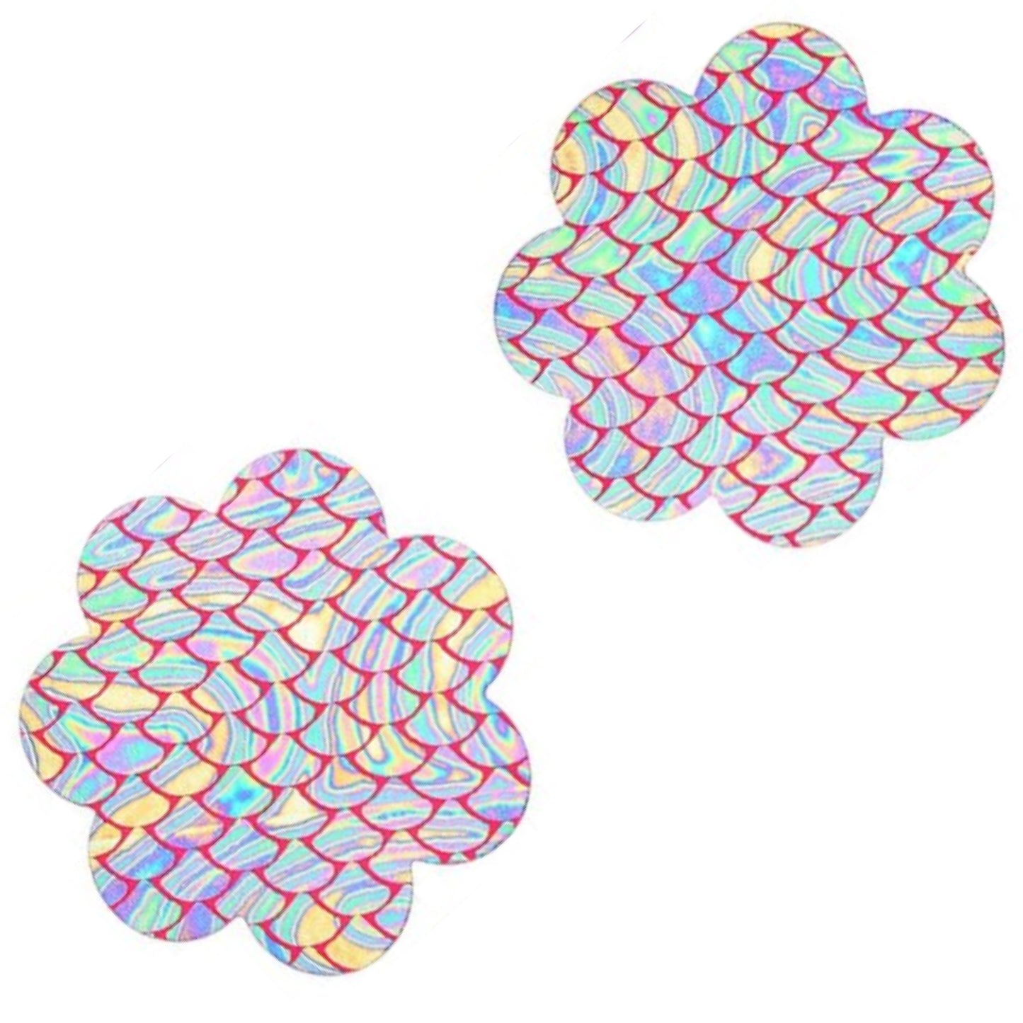 Rainbow Swirl Mermaid Scale Flower Breast Petal Pasties