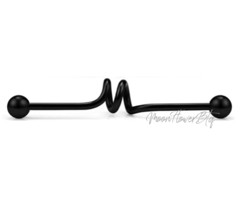 Black Spiral Industrial Barbell Earring