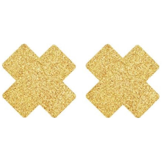 Tiny Gold Glitter X Shaped Breast Petal Pasties
