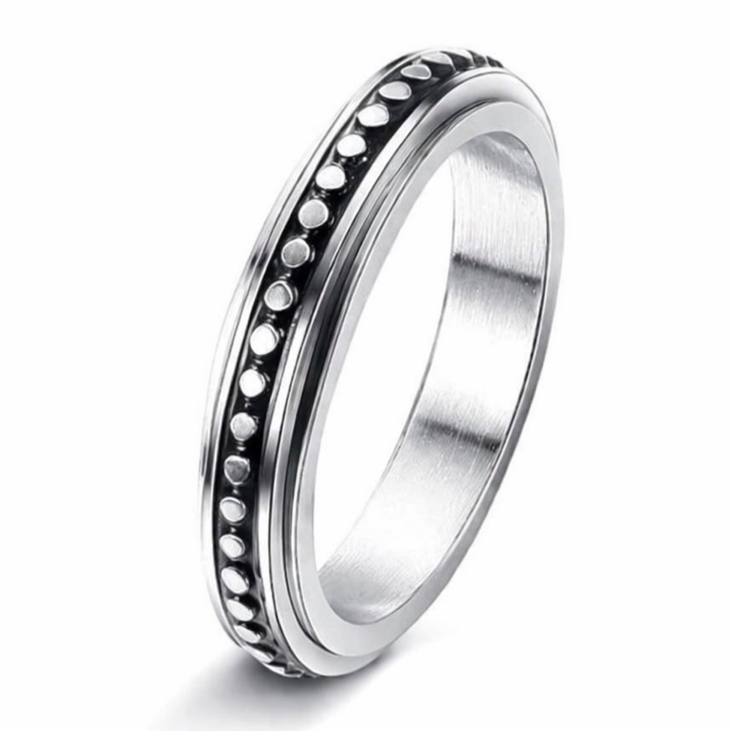 Stainless Steel Spinner Ring – Studded Fidget Band