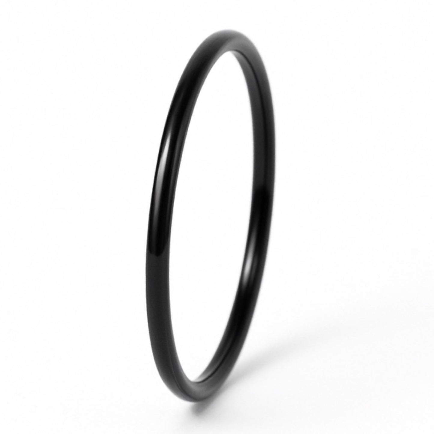 Minimalist Black Stainless Steel Ring 2mm | Skinny Band | Stackable
