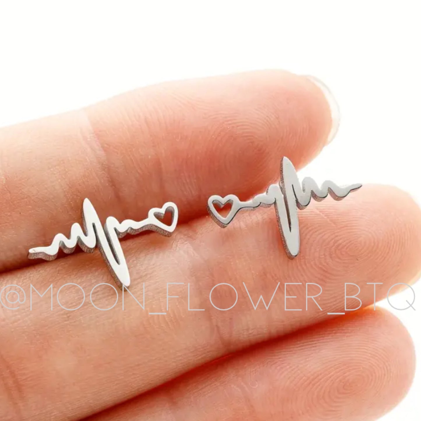 Stainless Steel Heartbeat Heart Stud Earrings | Minimalist Everyday Jewelry