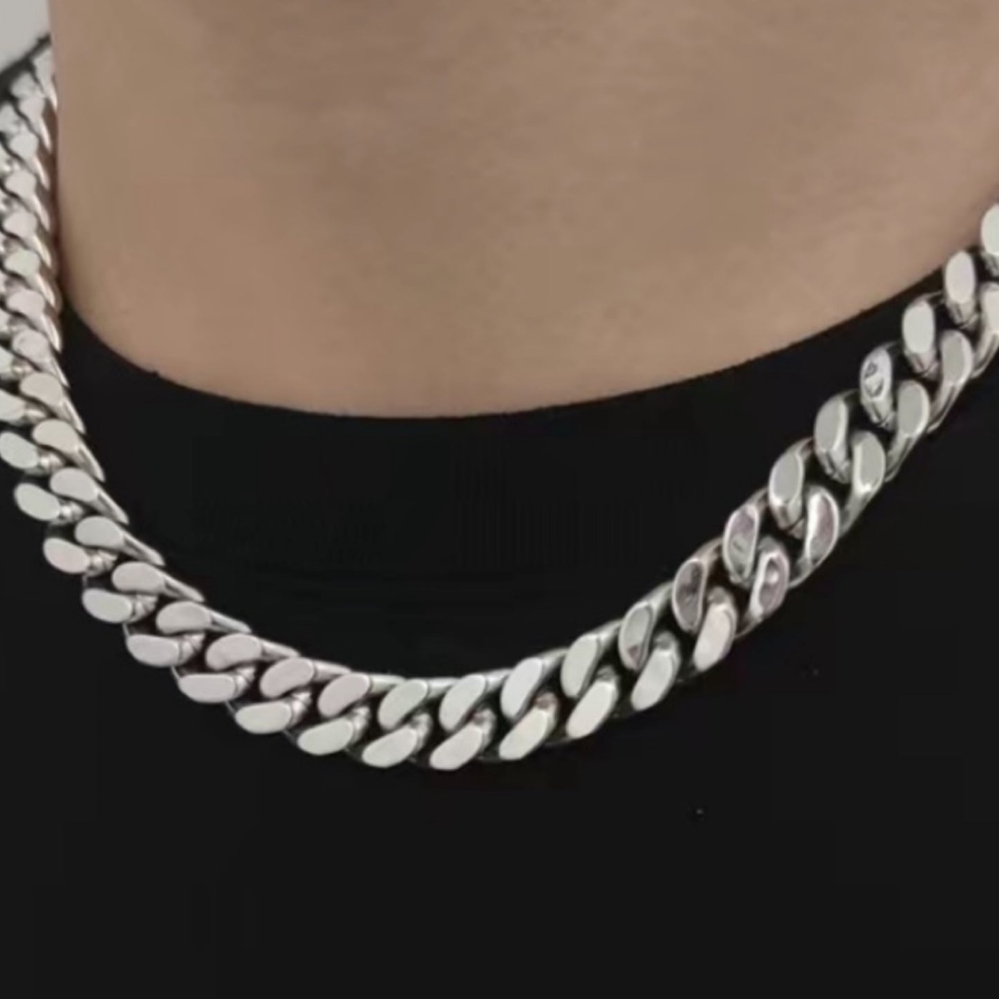 Thick Stainless Steel Curb Chain Hip Hop Style Necklace