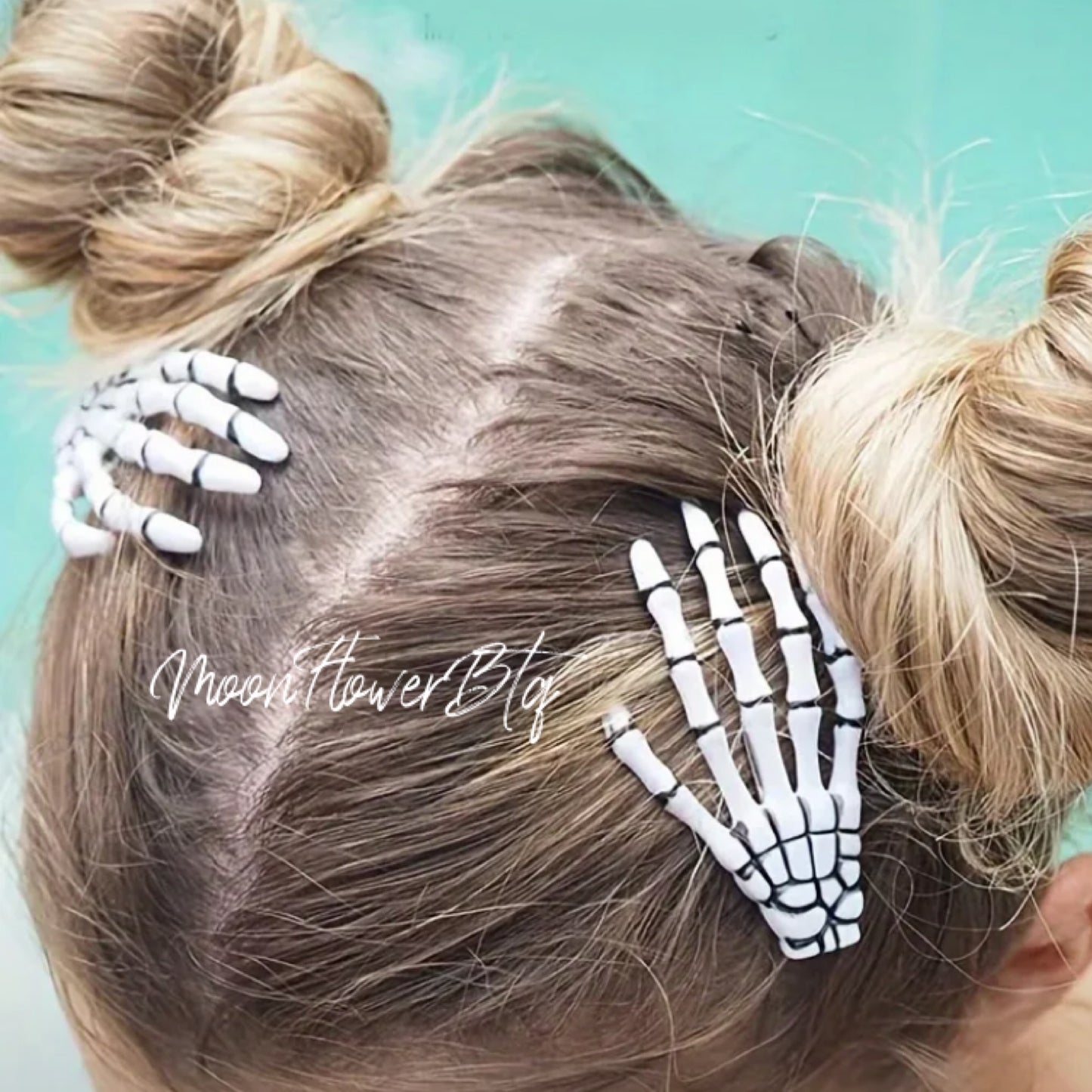White Skeleton Hand Hair Clips