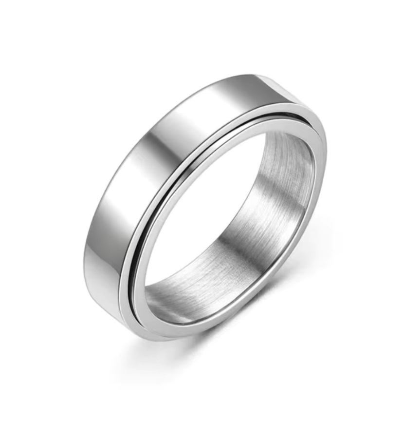 Stainless Steel Anxiety Fidget Spinner Ring 6mm
