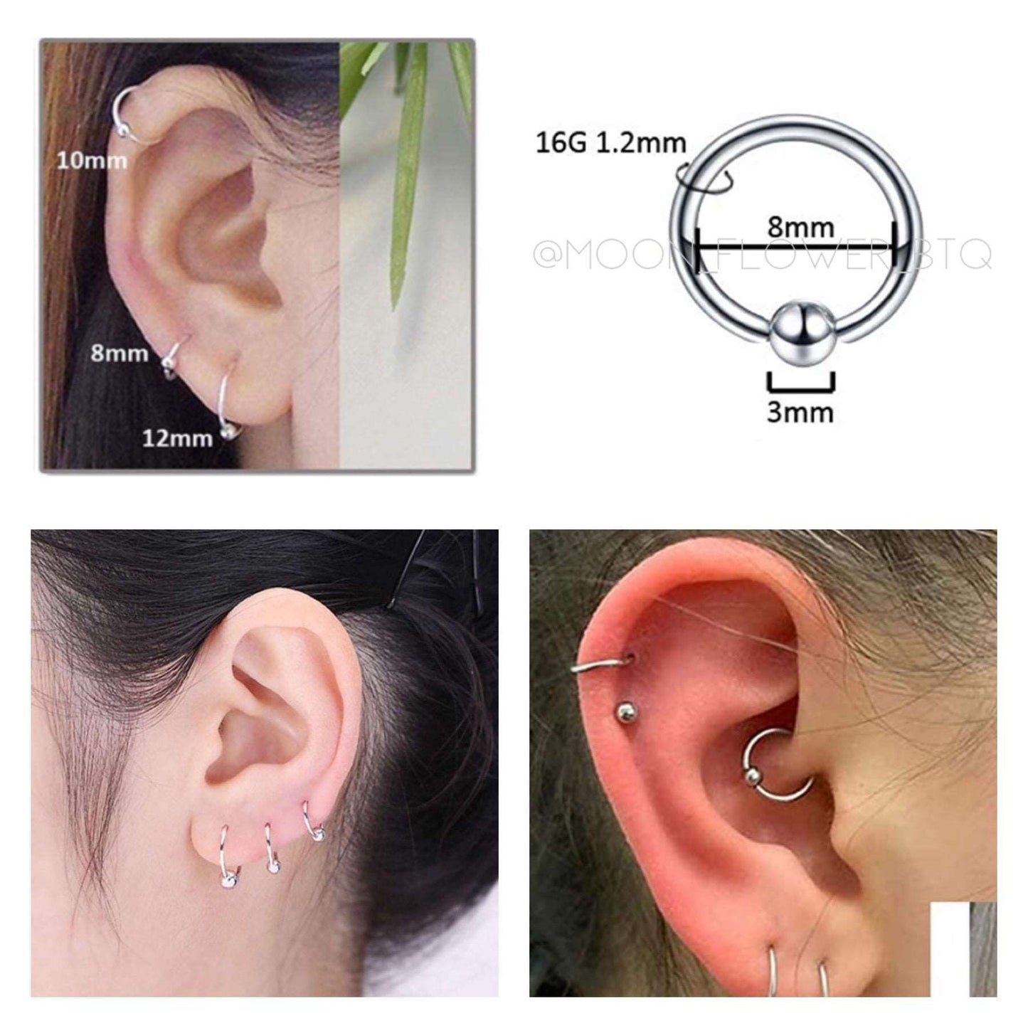 Silver Captive Ball Closure Hoop Earring