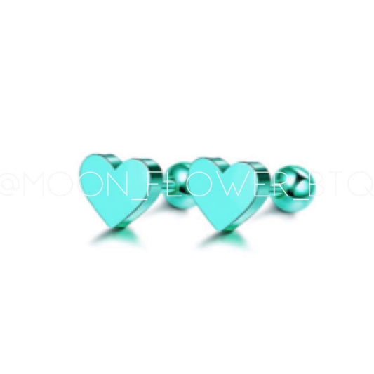 Turquoise Heart Barbell Earrings