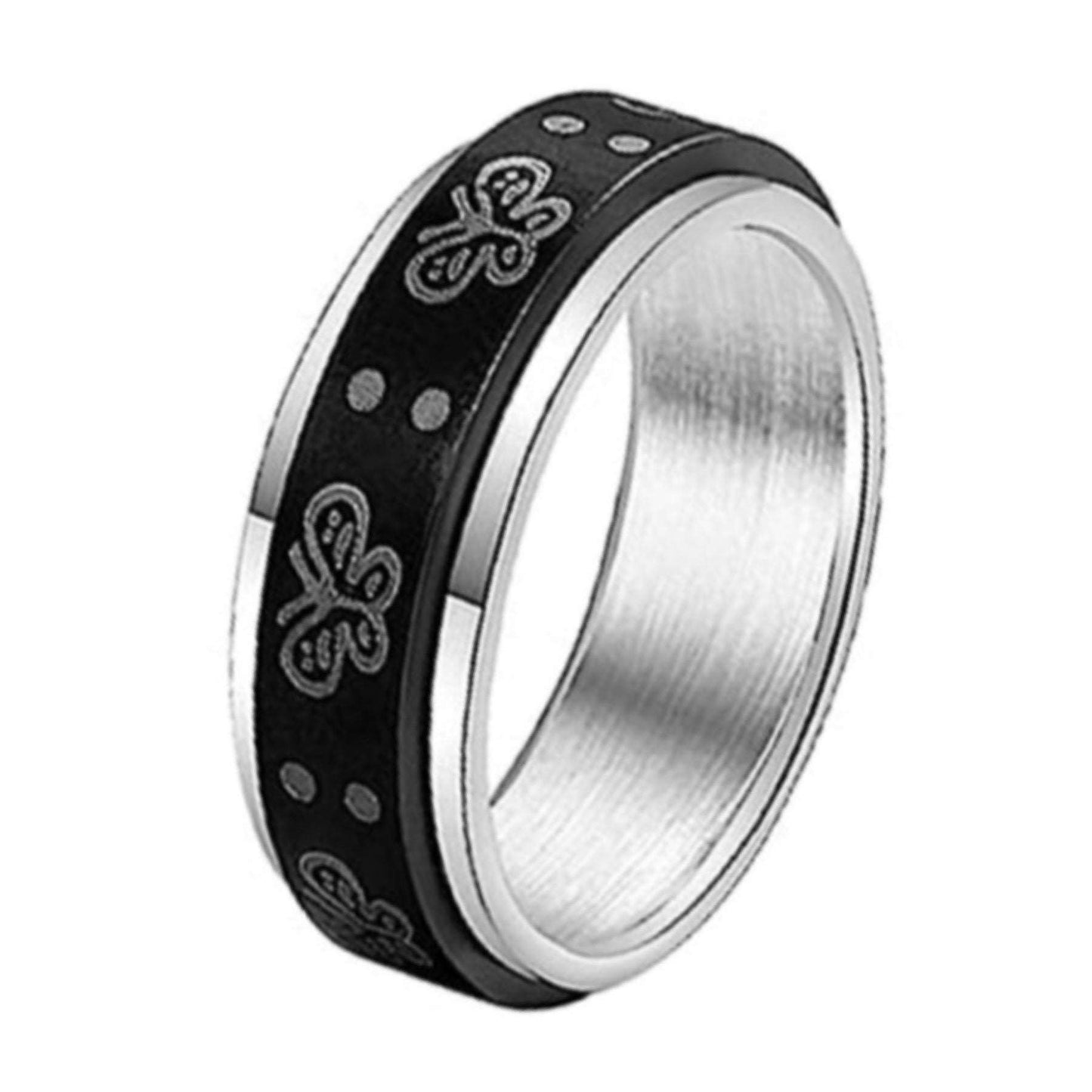 Black Butterfly Anxiety Fidget Spinner Ring