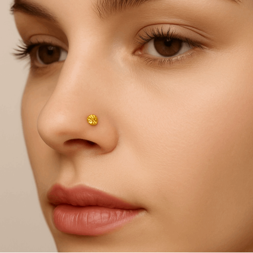 Yellow CZ Nose Stud L Bend – 18K Gold Plated Stainless Steel 20G