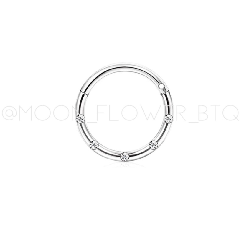 16G 10mm CZ Clicker Hoop Ring – Stainless Steel