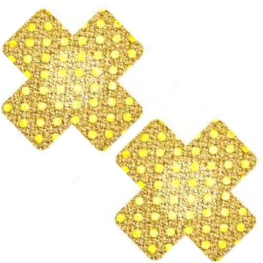 Tiny Gold Glitter Polka Dot X Shaped Breast Petal Pasties