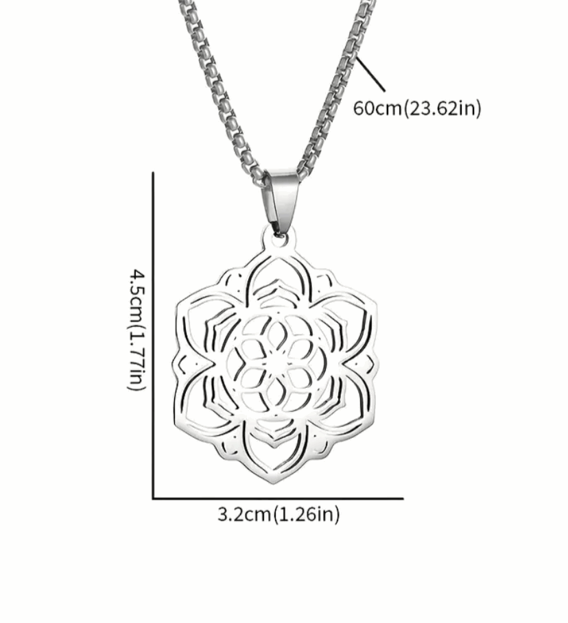 Gold Mandala Flower Pendant Necklace