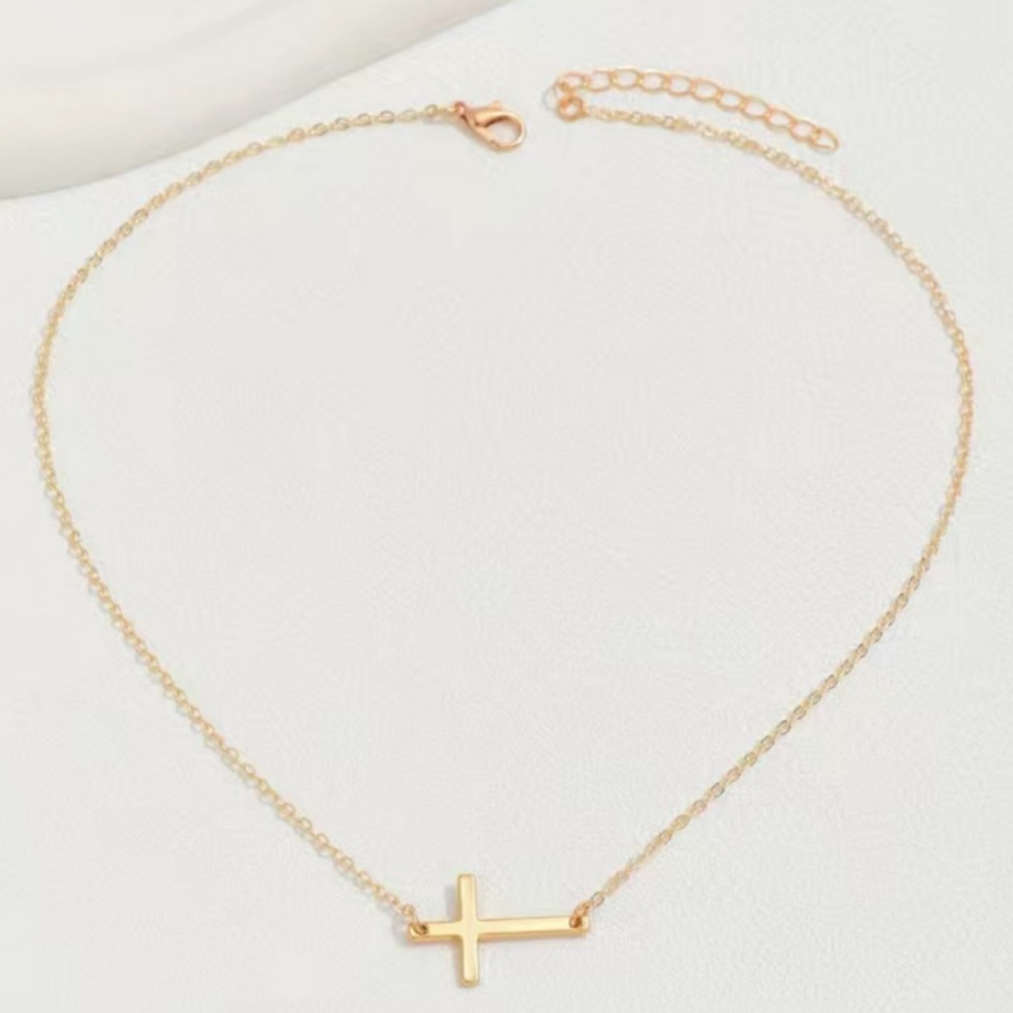 Gold Sideways Cross Necklace – 18K Gold Plated Stainless Steel
