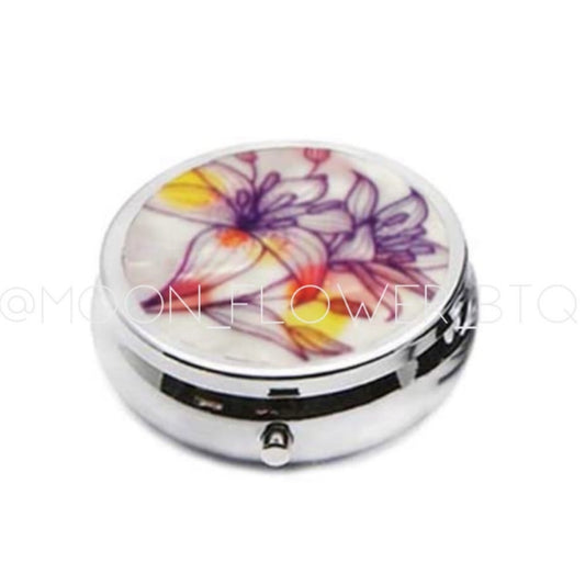 Pretty Floral Pill Case Travel Container