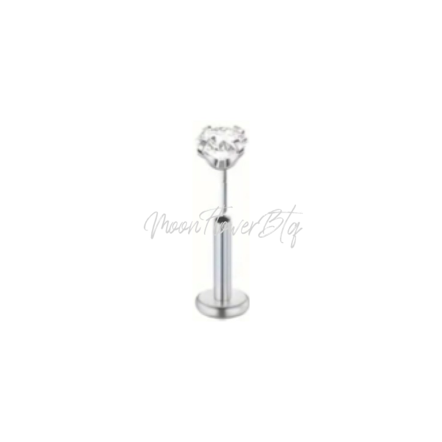 Tiny Silver CZ Flat Back Stud
