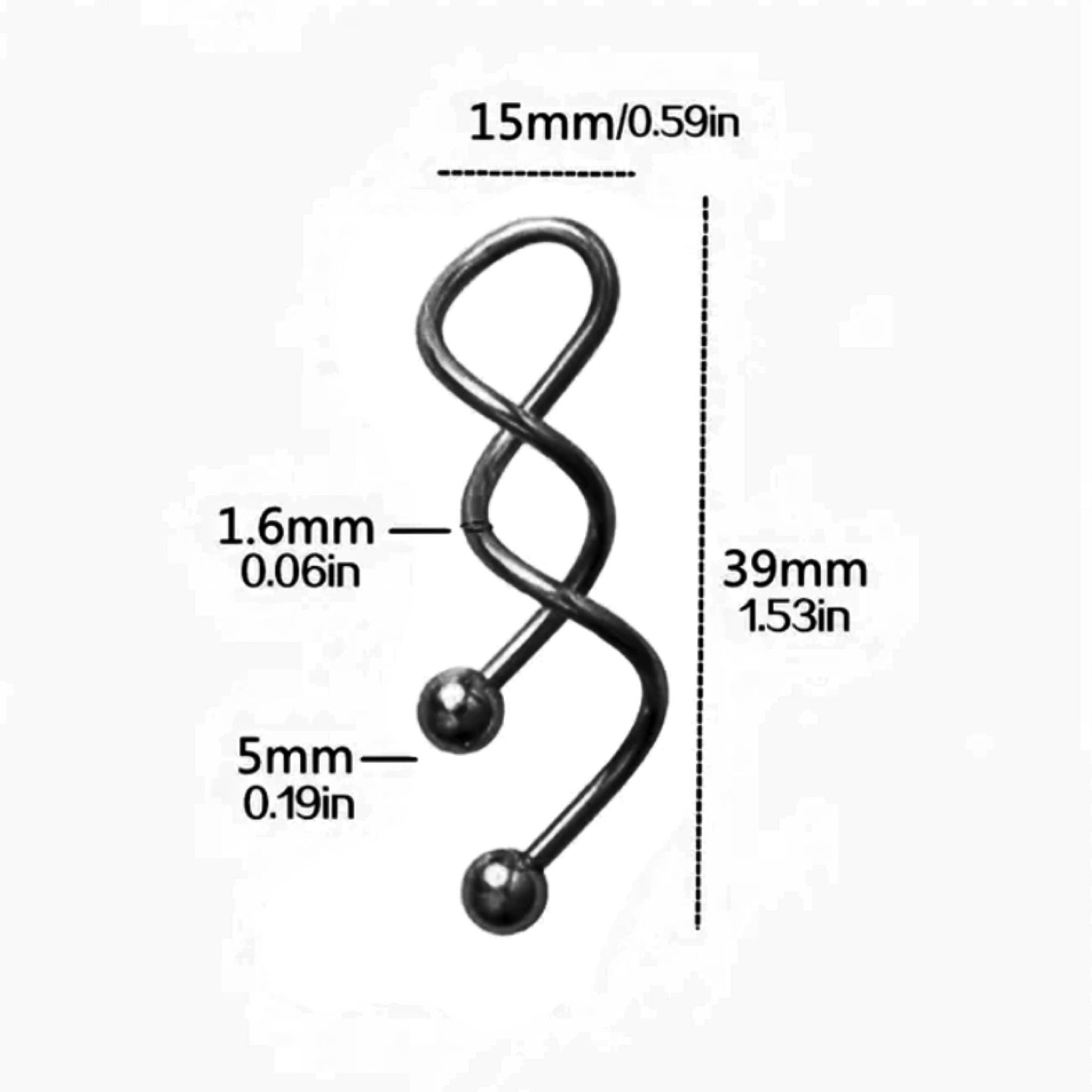 14G Spiral Twister Belly Button Ring | Stainless Steel Double Navel Barbell