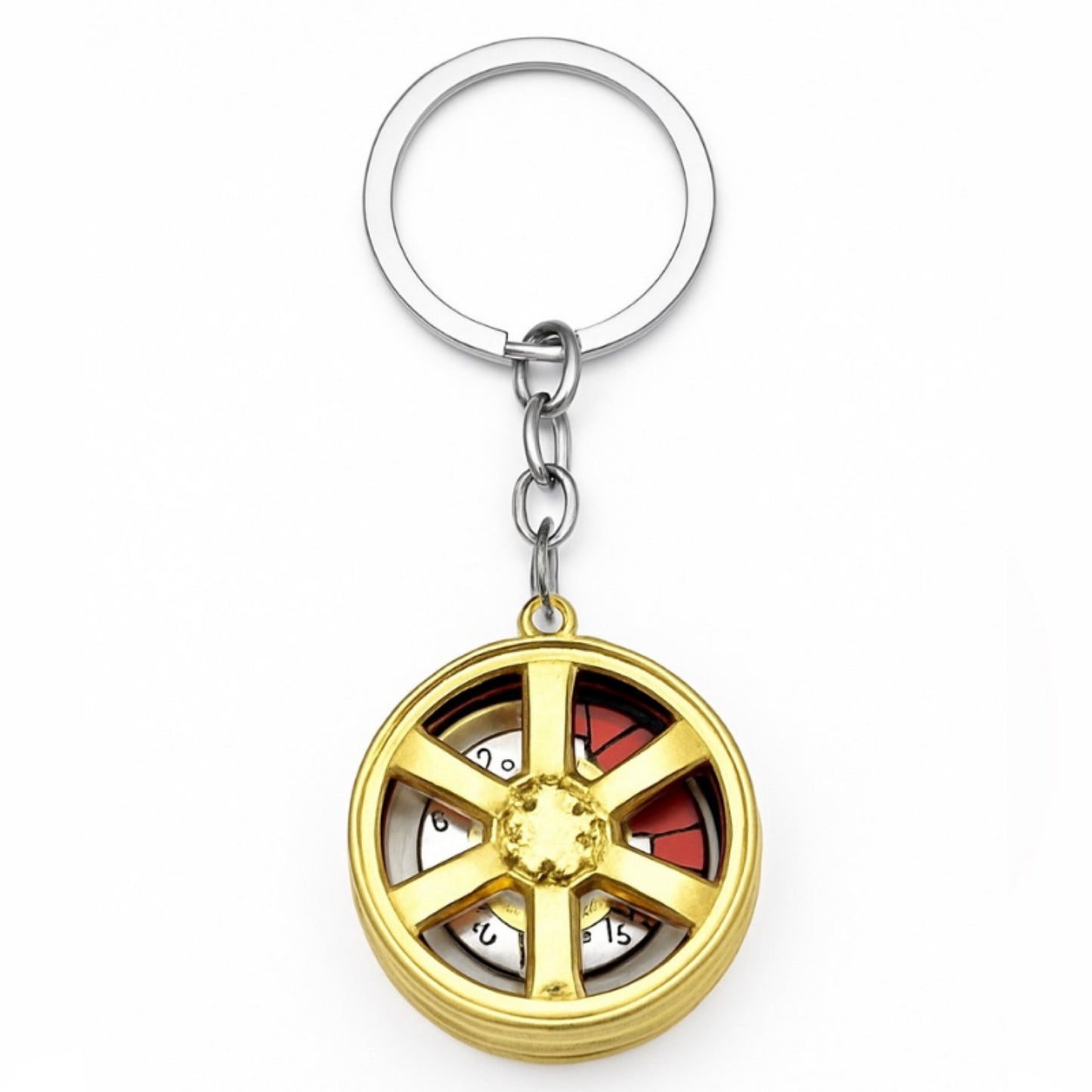 Gold Car Wheel Spinner Keychain – Rim Style Automotive Key Ring
