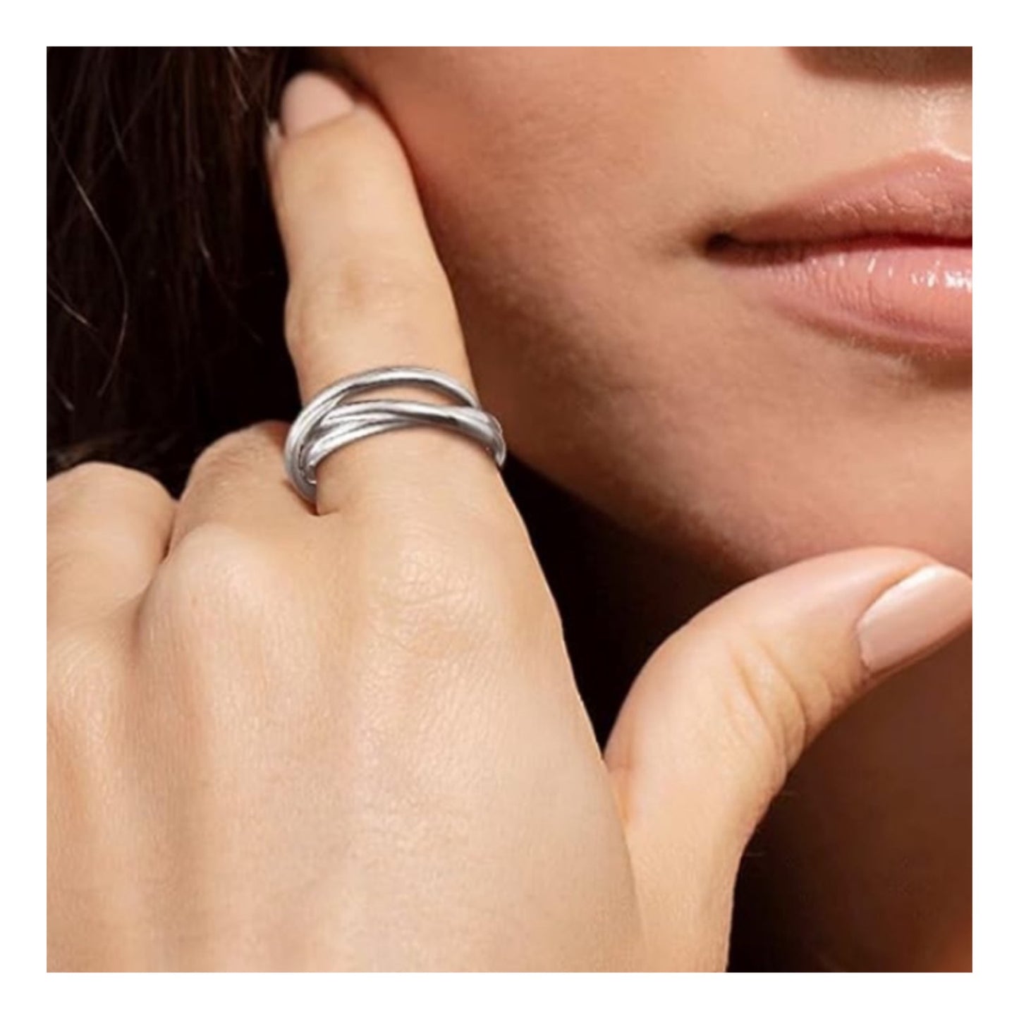 Women’s Stainless Steel Trinity Fidget Ring | Interlocking Rolling Bands