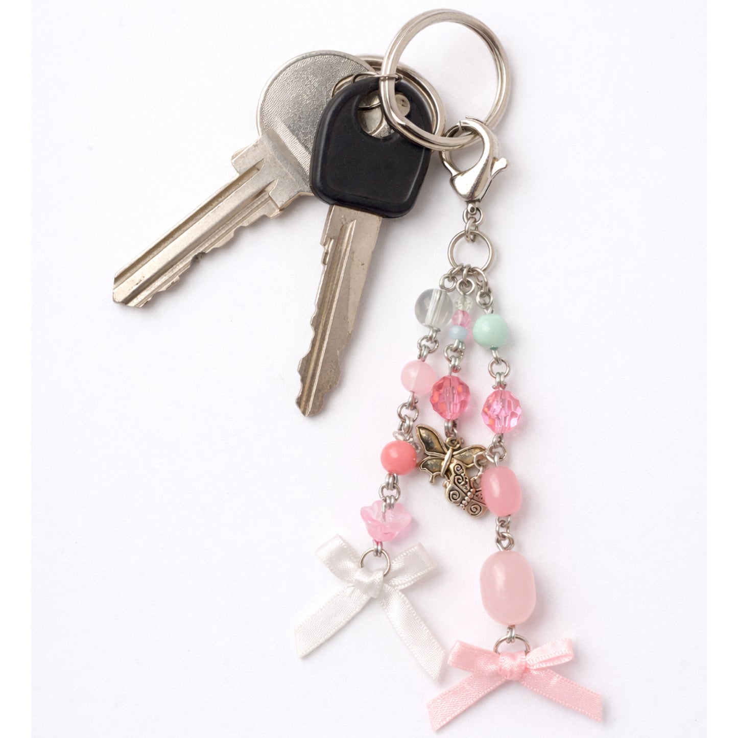 Pink & Mint Butterfly Charm | Keychain Bag Charm Zipper Pull