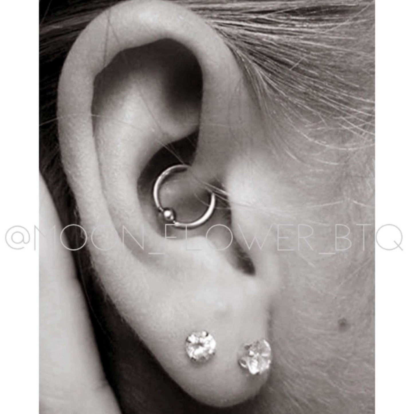 Tiny Silver Fixed Ball Hoop Earrings 8mm