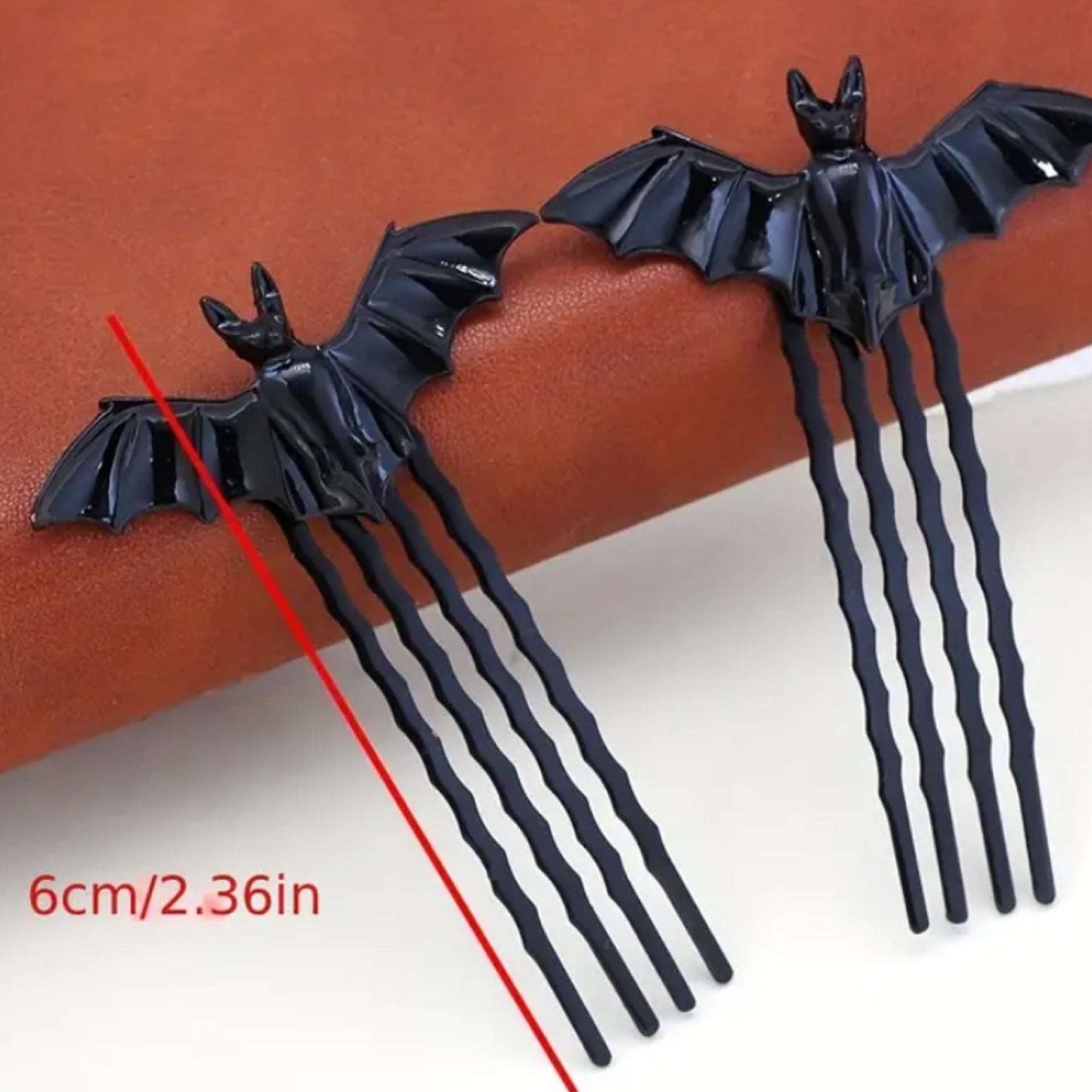 Black Bat Hair Comb Pins