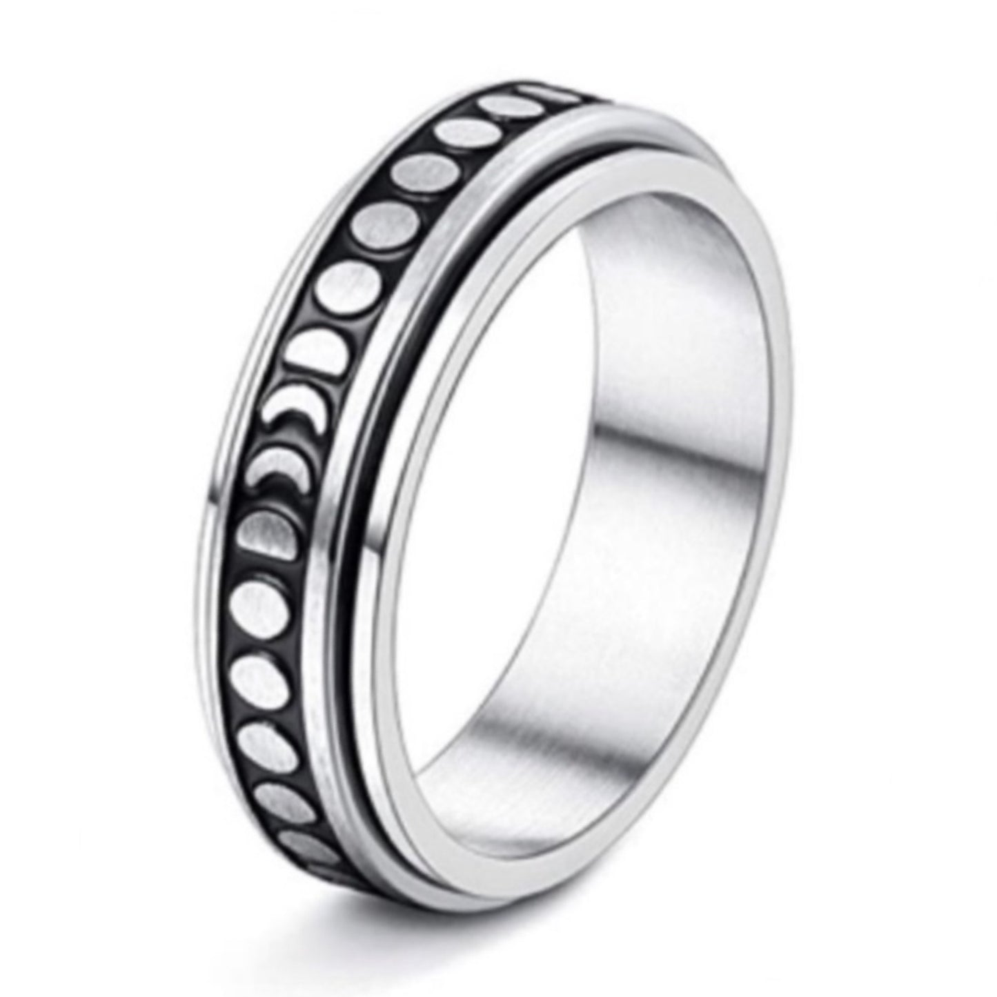 Moon Phase Stainless Steel Anxiety Fidget Spinner Ring