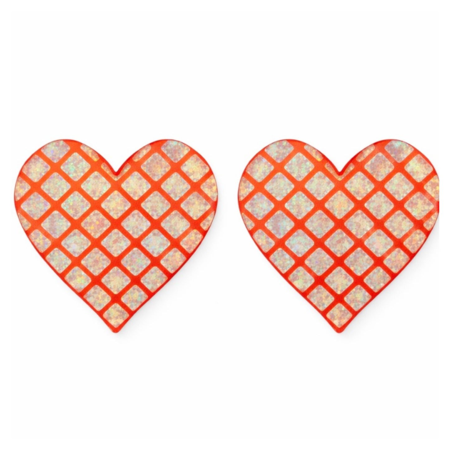 Orange Holographic Heart Adhesive Pasties