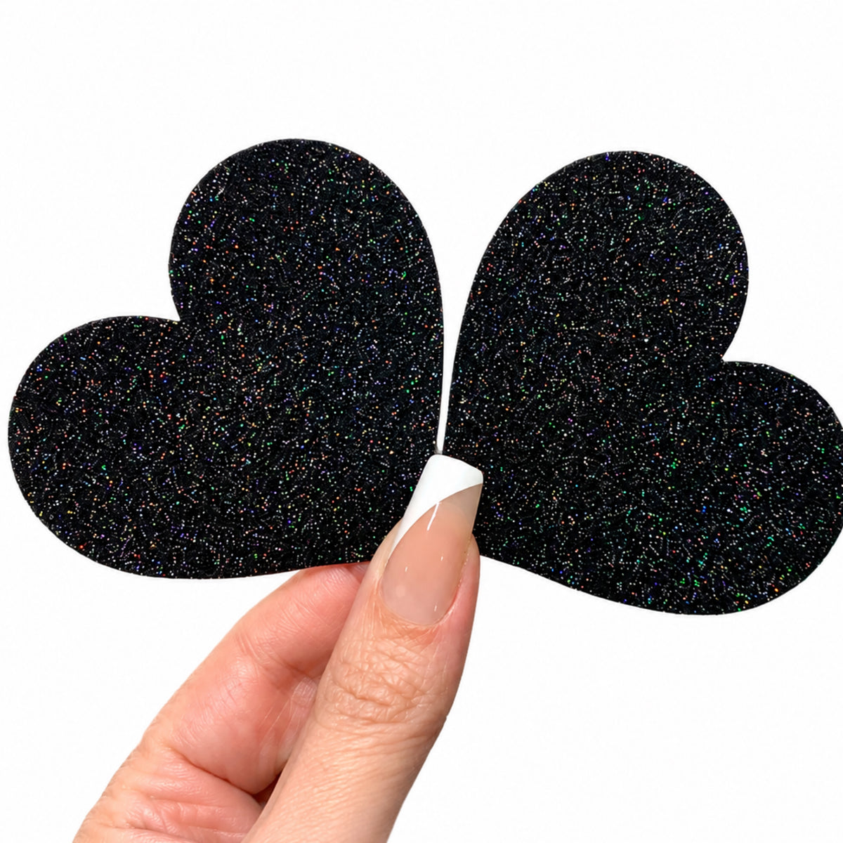 Black Glitter Heart Nipple Pasties