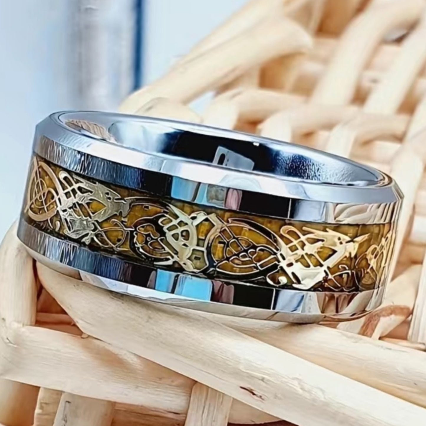 Celtic Knot Band Ring - Stainless Steel Silver Gold Tone