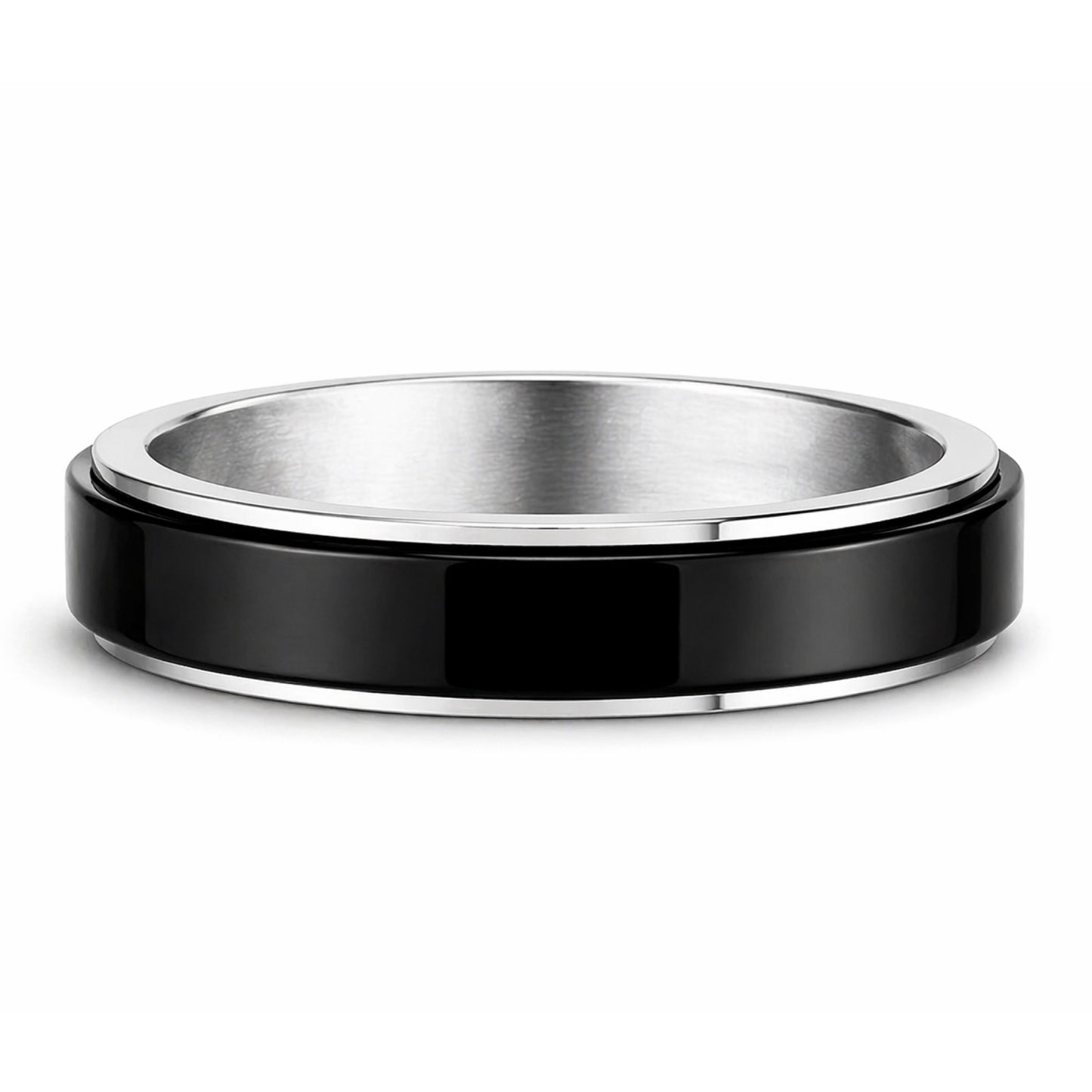 Black Stainless Steel Spinner Ring - Fidget Band