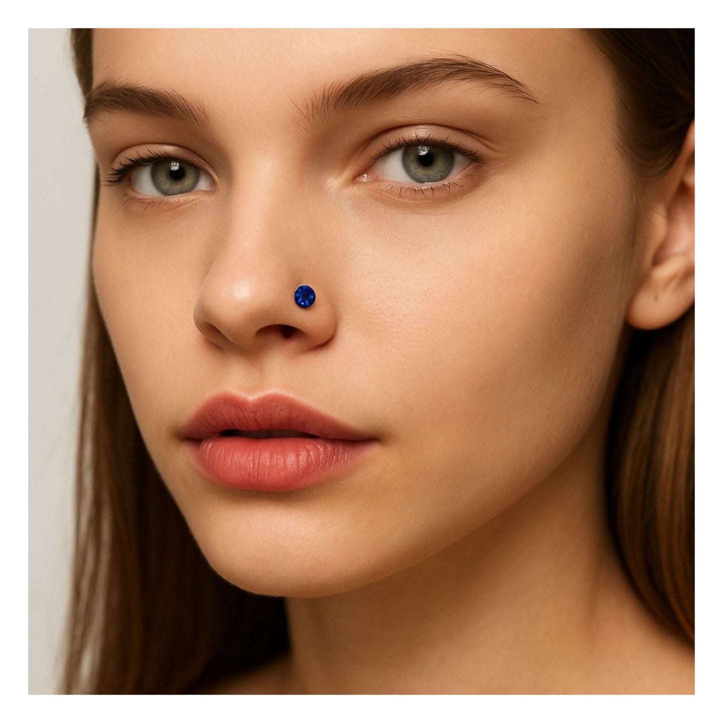 3mm Blue CZ Nose Stud L-Shaped – Surgical Steel Piercing Jewelry