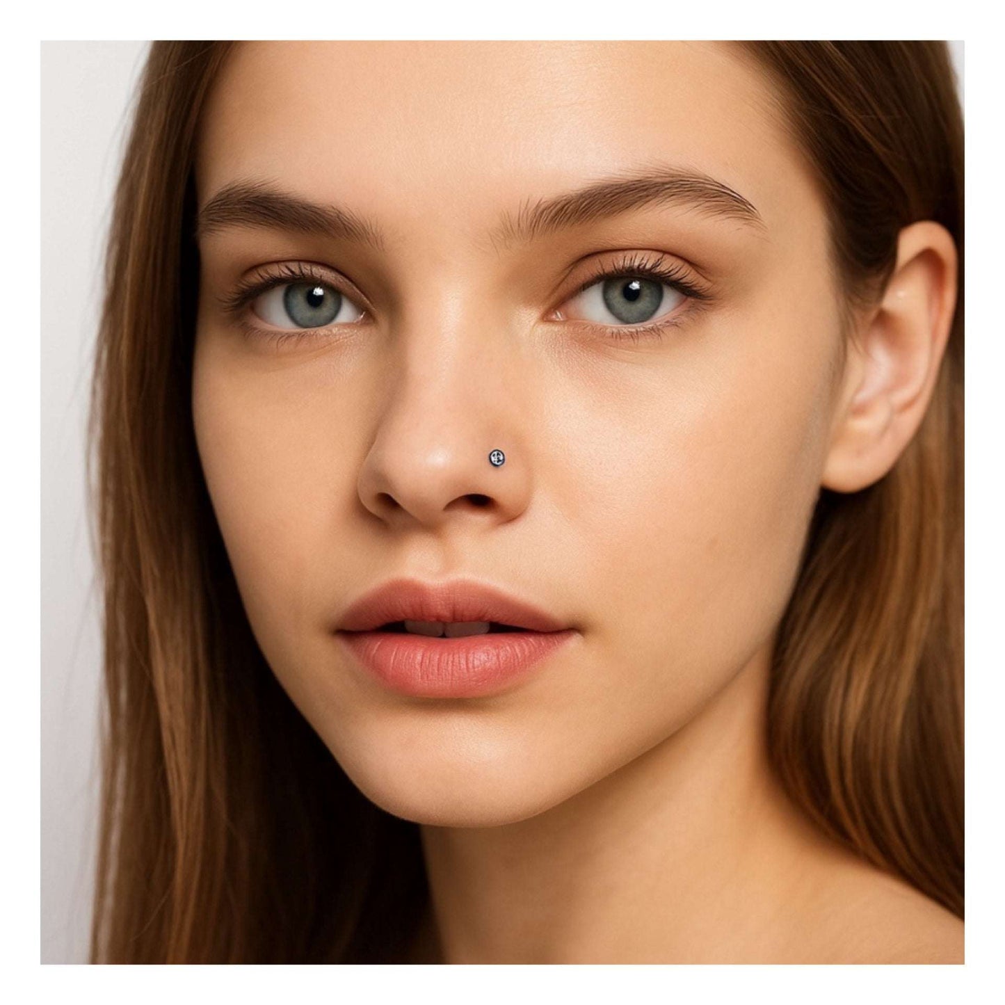 2mm Clear CZ Nose Ring – Blue Stainless Steel L-Shaped Stud