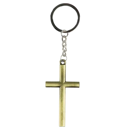 Gold Metal Cross Keychain