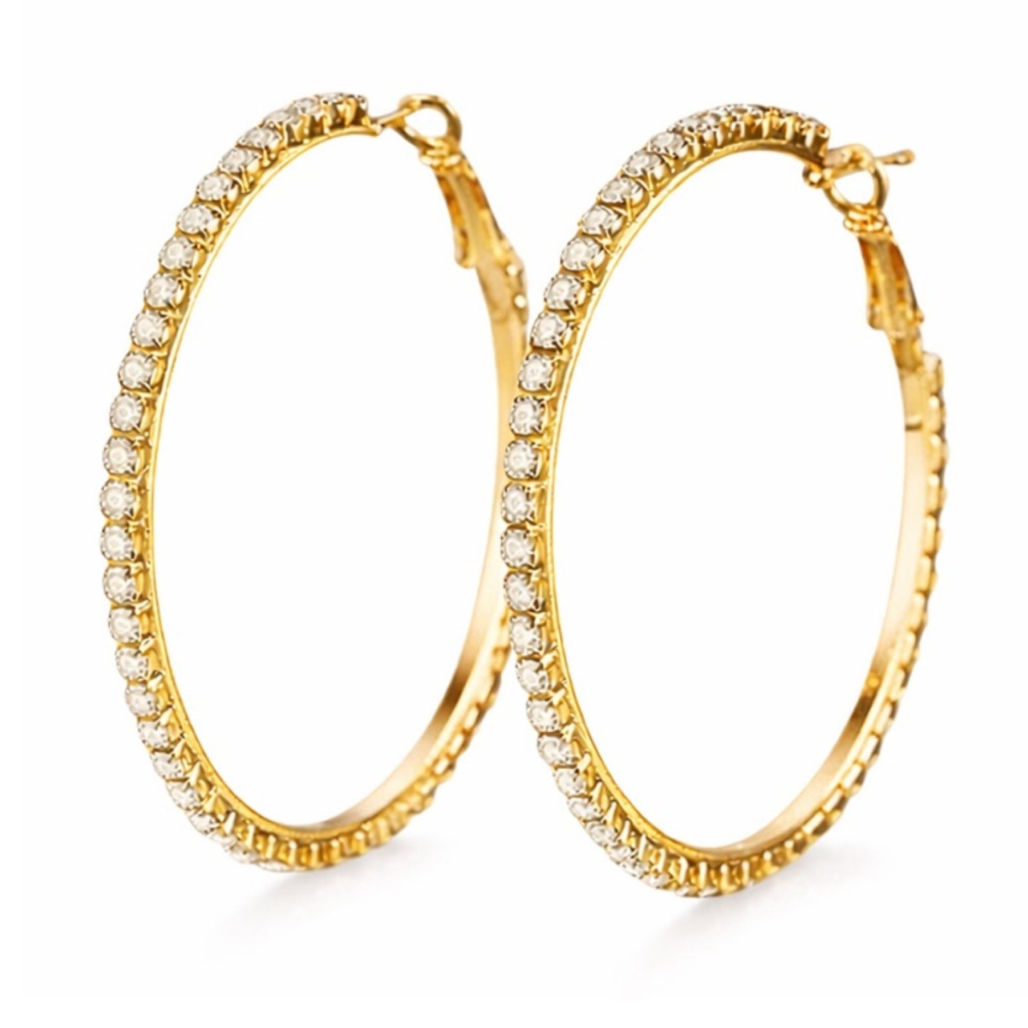 Large 60mm Gold CZ Hoop Earrings