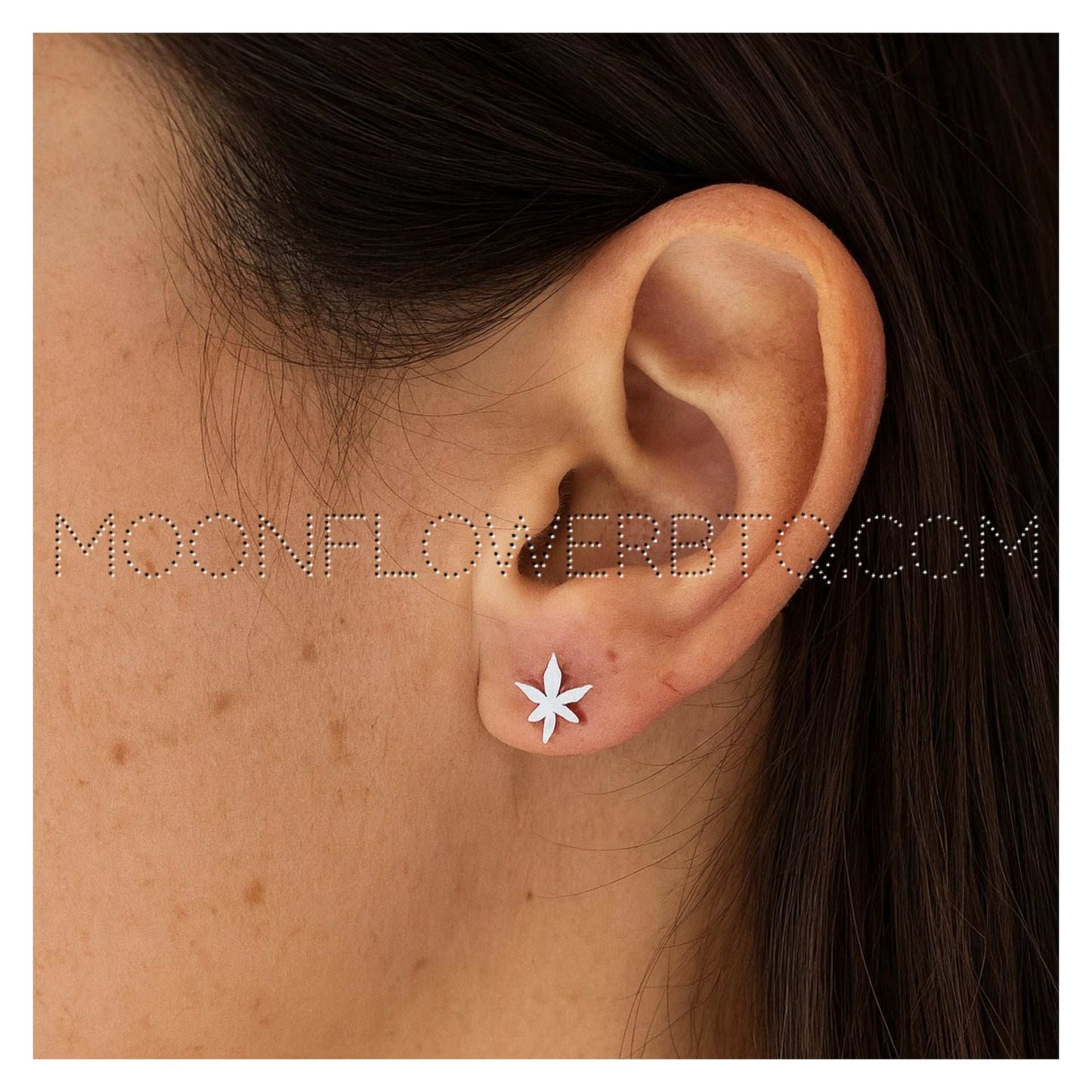 Tiny Weed Leaf Stud Earrings | Stainless Steel Pot Leaf Cannabis Jewelry
