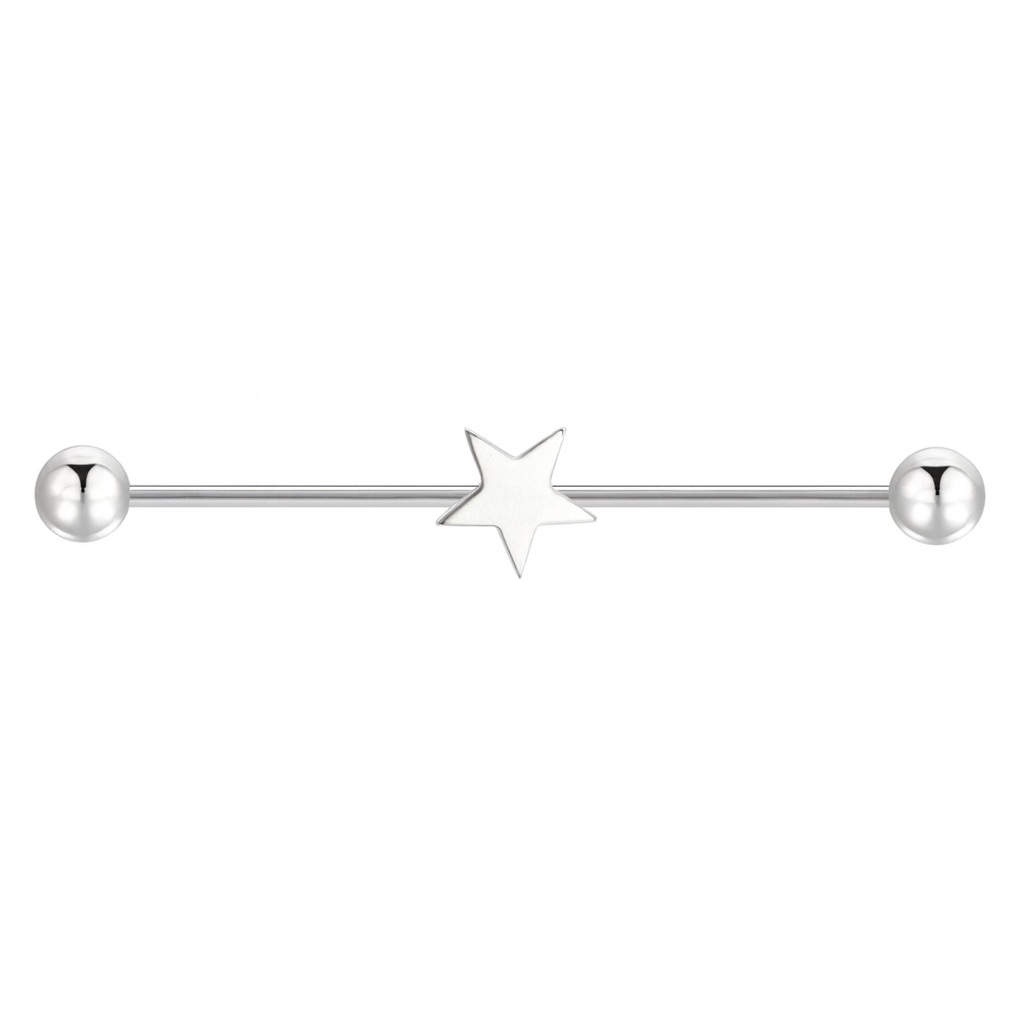 Star Industrial Barbell Earring | 14G Stainless Steel Cartilage Piercing Jewelry 40mm