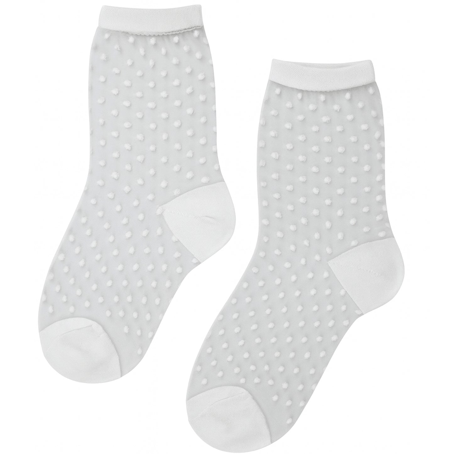Sheer White Polka Dot Mesh Ankle Socks – Transparent Dressy Nylon