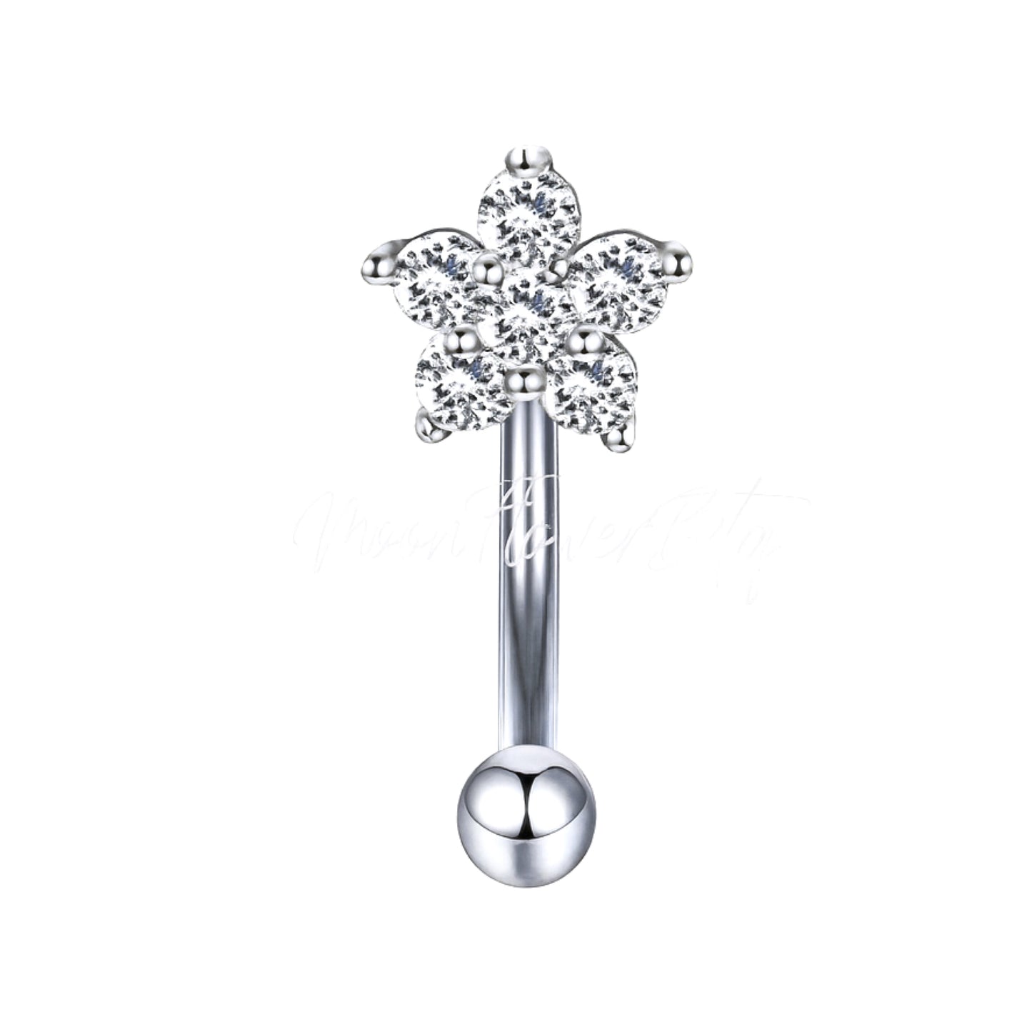 16G CZ Flower Curved Barbell – Rook Snug Conch