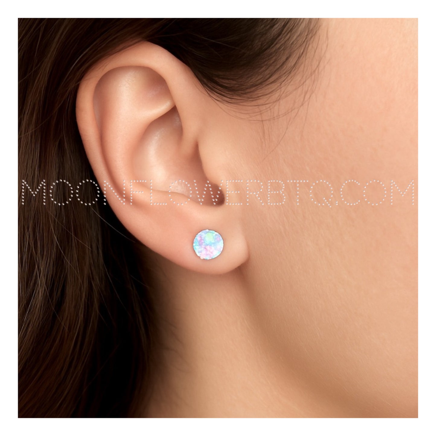 16G Stainless Steel Barbell Earrings – 6mm Iridescent CZ