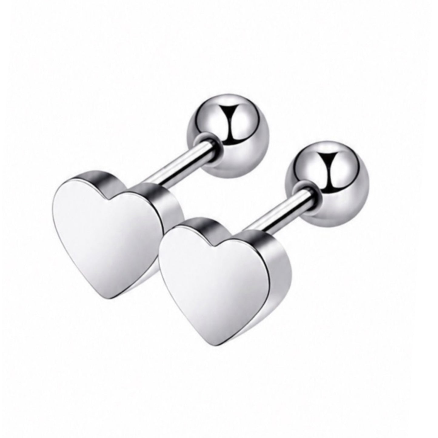 Stainless Steel Heart Barbell Earrings – 18G 7mm Heart