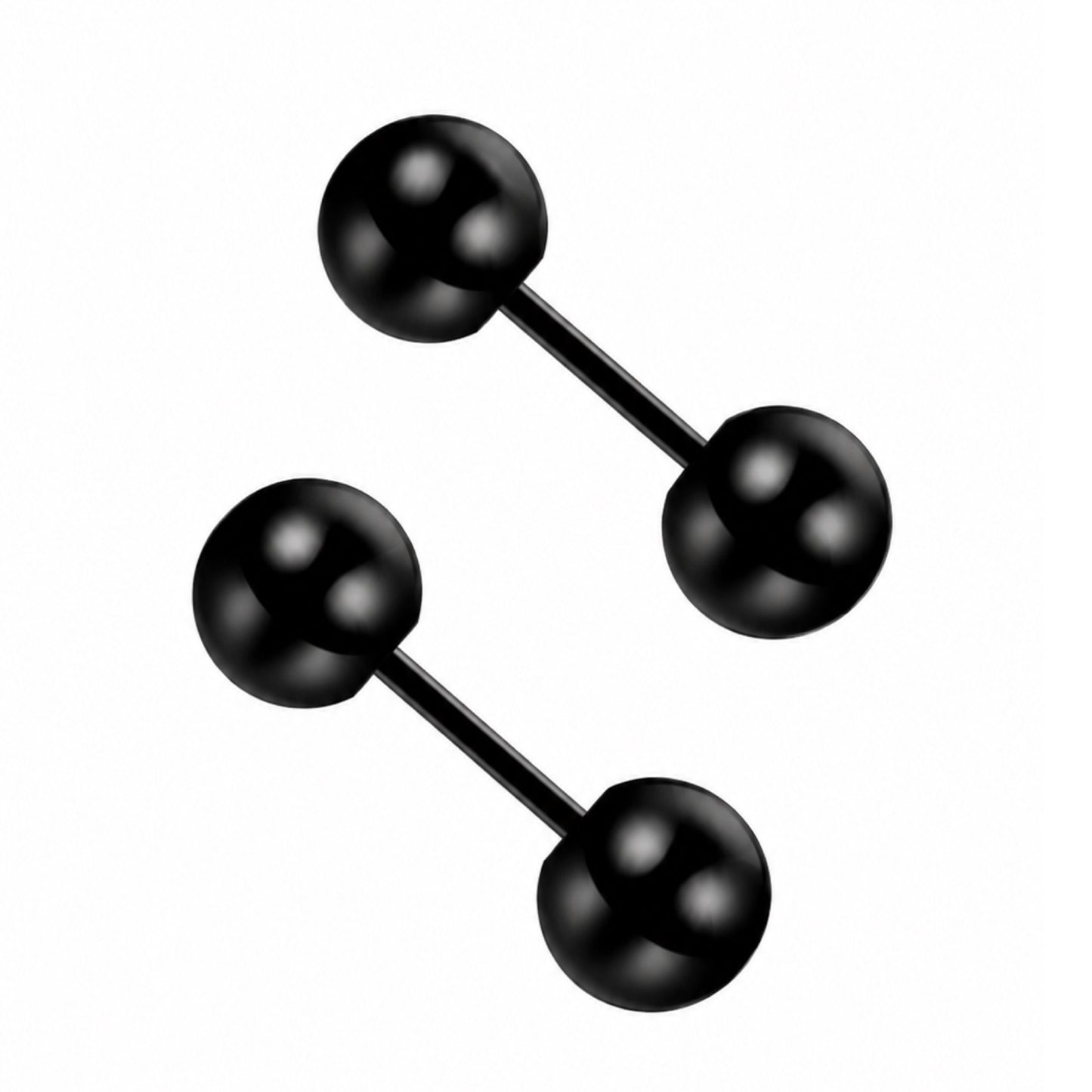 Black Ball Stainless Steel Barbell Earrings – 18G 4mm